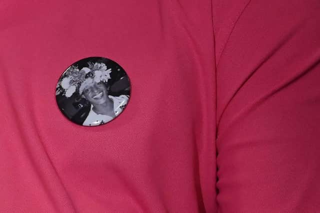 A man wears a button with a picture of Marsha P. Johnson during an event at the The Lesbian, Gay, Bisexual & Transgender Community Centre in New York in May 2019 (Photo: TIMOTHY A. CLARY/AFP via Getty Images)