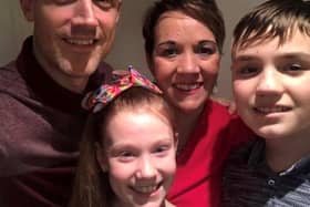 (L-R) Owen, Lauren, Suzanne, and Max Davies. Mum-of-two Suzanne Davies, who was given just a year to live in 2014 after being diagnosed  with aggressive stage four brain tumour, has beaten the odds to still be alive six years later