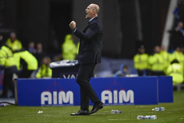 Rangers manager Philippe Clement celebrates his team's win over Hearts at Ibrox.