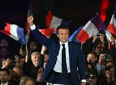 Emmanuel Macron celebrates after his victory.