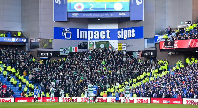 A general view of the Celtic fans during a cinch Premiership match between Rangers and Celtic at Ibrox Stadium, on January 02, 2023.