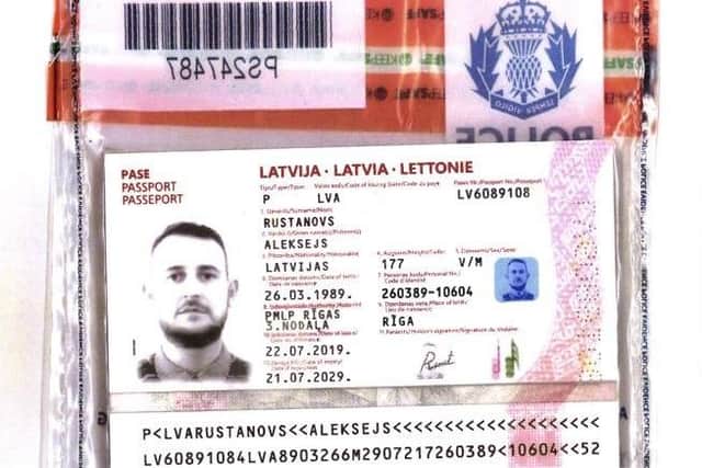 Hughes used a fake Latvian passport to travel around the globe.
Pic: Crown Office