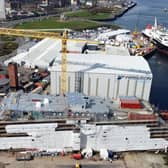 Hull 802, in foreground with Glen Sannox behind, last month, is due to be launched in November. Picture: John Devlin