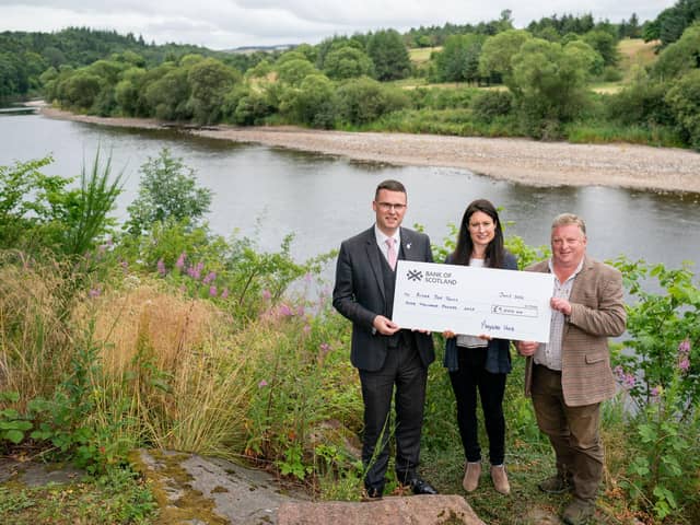 From left: Peter Walker, Managing Director, Maryculter House; Dr Lorraine Hawkins, River Director and Shane Christie, Ghillies representative.