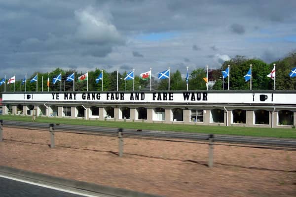 This is a sign taken from the Stracathro service station off the motorway in Angus, Scotland. In literal English this would become “You may go a lot further and do a lot worse”. Encouraging words, thanks chaps.