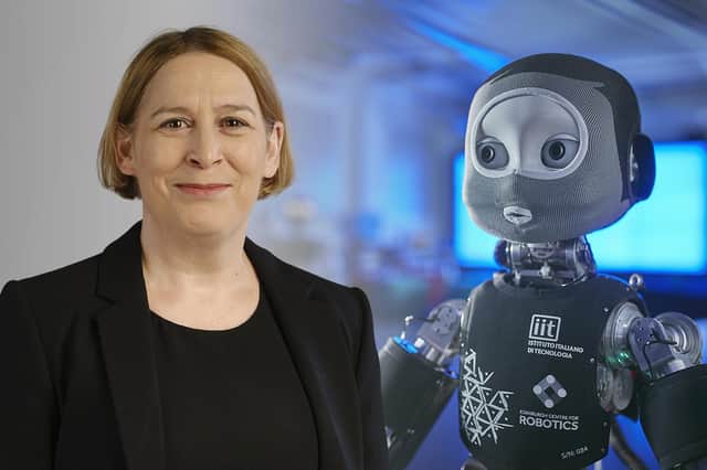 Professor Lynne Baillie and the iCub robot