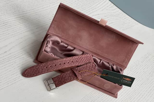 Wallets and belts are among the products made from waste fish-skin leather, which is considered greener than traditional hide because aquaculture has a lower environmental footprint than cattle farming