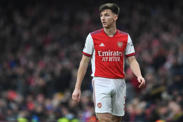 Arsenal's Kieran Tierney, the former Celtic left-back, is a rumoured transfer target for Real Madrid. (Photo by David Price/Arsenal FC via Getty Images)