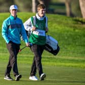 Craig Howie walks with brother Darren during the second round of the Rolex Challenge Tour Grand Final supported by The R&A at T-Golf & Country Club in Mallorca. Picture: Octavio Passos/Getty Images.