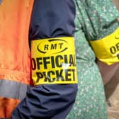 RMT members on the picket line outside Edinburgh's Waverley Station. Picture: Jane Barlow/PA Wire