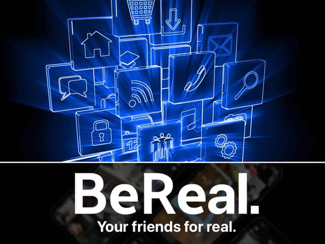 BeReal is the latest social media app sensation. Cr: Canva Pro/GettyImages and BeReal