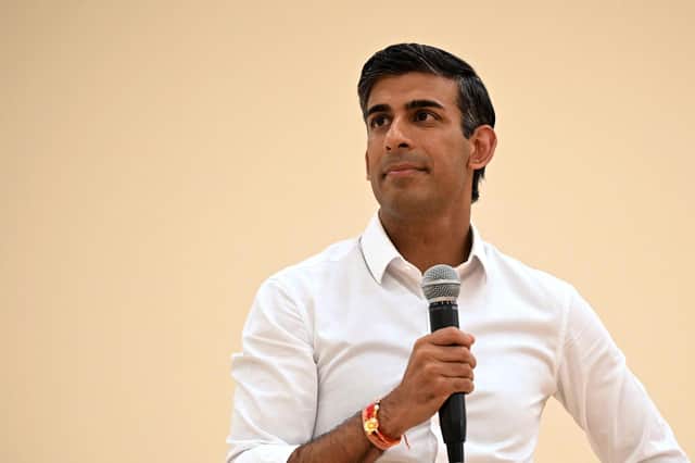 Rishi Sunak speaks to the audience during a Conservative Friends of India event in August. Picture: Leon Neal/Getty Images