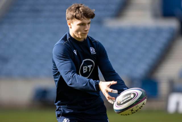 Jamie Dobie impressed while training with Scotland and taking on the 'Antoine Dupont role' during the build-up to the France match. Picture: Craig Williamson/SNS