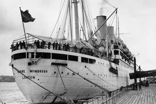The British liner 'Empire Windrush' at port in 1954. Image: Getty 