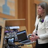 Newly elected Presiding Officer of the Scottish Parliament Alison Johnstone during the oath and affirmation ceremony. Picture: Russell Cheyne/PA Wire