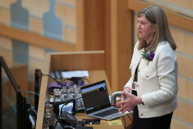 Newly elected Presiding Officer of the Scottish Parliament Alison Johnstone during the oath and affirmation ceremony. Picture: Russell Cheyne/PA Wire