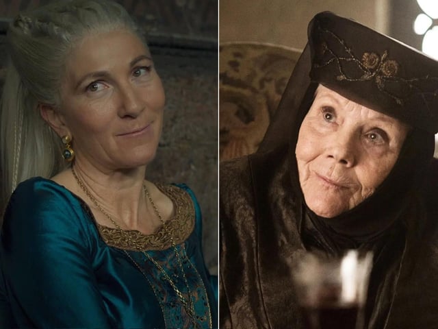 Rhaenys Targaryen (Eve Best) has been compared to Lady Olenna Tyrell. Both are bad b*****s who've absolutely had enough of men being in charge. Like Olenna, Rhaenys gives great advice, but she's perhaps not quite as savage as the Queen of Thorns.