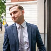 Lewis Hughes, 23, arrives at Westminster Magistrates' Court in London, where he is charged with common assault, after the Chief Medical Officer for England Chris Whitty, was accosted in St James's Park, central London, on Sunday June 27 picture: Dominic Lipinski