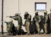 Ukrainian military personnel take part in a training exercise at a facility on November 09, 2022 in southeast England (Photo by Leon Neal/Getty Images)