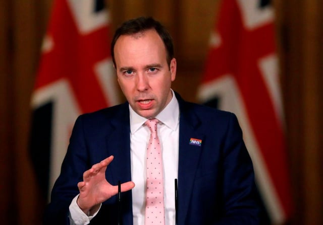 Health Secretary Matt Hancock said 'we're placing immediate restrictions on travel from South Africa', after two cases of a 'highly concerning' new virus strain were discovered (Photo: KIRSTY WIGGLESWORTH/POOL/AFP via Getty Images)