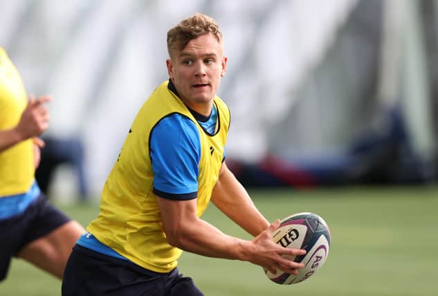 Darcy Graham during Scotland training at the Oriam. He has been picked at full-back to face Tonga. (Photo by Craig Williamson / SNS Group)