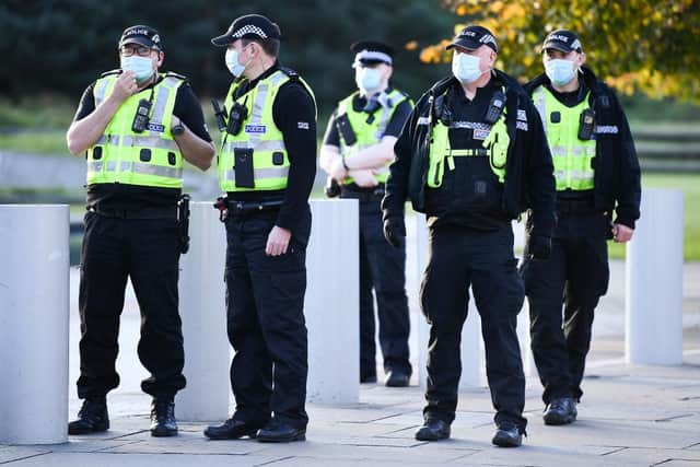 Police Scotland has promised to deploy more officers to patrol the country’s streets this weekend, as new Scottish Government restrictions come into force. 
. (Photo by Jeff J Mitchell/Getty Images)