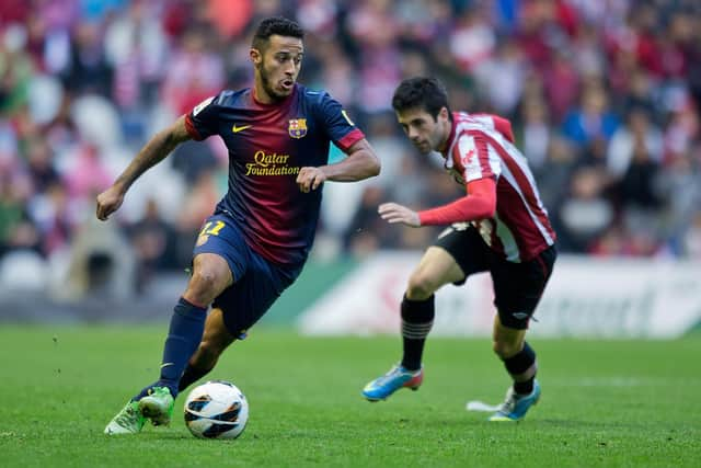 Thiago Alcantara of Barcelona controls the ball during the La Liga match in 2013.