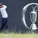 Michael Stewart tees off on the first hole in the final round of the 151st Open at Royal Liverpool. Picture: Warren Little/Getty Images.