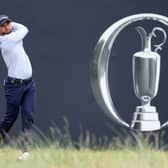 Michael Stewart tees off on the first hole in the final round of the 151st Open at Royal Liverpool. Picture: Warren Little/Getty Images.