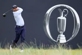 Michael Stewart tees off on the first hole in the final round of the 151st Open at Royal Liverpool. Picture: Warren Little/Getty Images.
