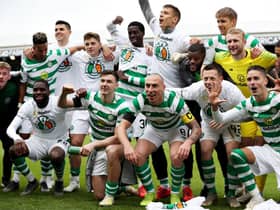 Celtic celebrate winning the title last season. Picture: SNS
