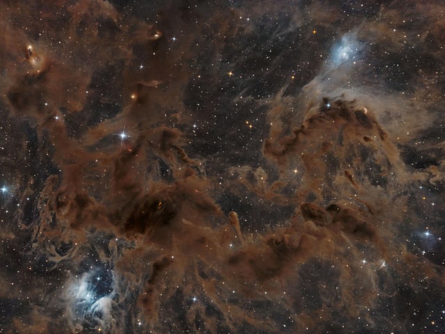 Runner-Up
LDN 1448 et al. © Anthony Quintile
A photograph of LDN 1448, which is close to the more spectacular and more often photographed NGC 1333. Quintile chose to photograph the lesser-known molecular cloud to explore the fascinating dust in this part of the sky.
‘This is a very impressive deep image of LDN 1448 molecular cloud – a region of the interstellar medium where gas and dust are concentrated, leading to the formation of new stars. The image captures all the beauty of the dust’s filamentary structures as well as colourful reflection nebulae. LDN 1448 is a subject of scientific study due to its role in the process of star formation. Capturing photos of such objects allows astrophotographers to contribute to scientific research by providing high-resolution images that can be used for scientific analysis.’ - Yuri Beletsky
Taken with a Sky-Watcher Quattro 250P telescope, Losmandy G11 Gemini 2 mount, ZWO ASI2600MC Pro camera, Starizona Nexus 0.75 x reducer/corrector, 750 mm f/3, Gain 100, 1,022 x 120-second exposures
Location: Flagstaff, Arizona, USA
