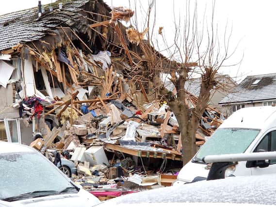 The scene at Baberton Mains Avenue in Edinburgh after a suspected gas explosion in which an 84-year-old man died. Picture: National World/SWNS