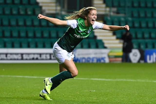 Hibs' Eilidh Adams has enjoyed a great season for the Edinburgh side having broken into the team last term, with a particularly memorable moment that saw her grab a goal in a 3-0 win over rivals Hearts at Easter Road - a game which broke Scotland's domestic attendance record for the SWPL.