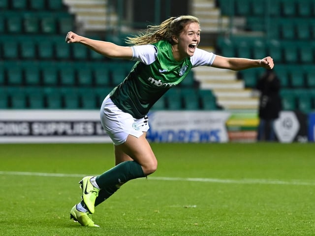 Hibs' Eilidh Adams has enjoyed a great season for the Edinburgh side having broken into the team last term, with a particularly memorable moment that saw her grab a goal in a 3-0 win over rivals Hearts at Easter Road - a game which broke Scotland's domestic attendance record for the SWPL.