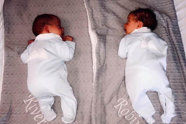 The twins, River and Robin arrived at 4:17am and 4:18am December 4,  right in the middle of the thunderstorm (photo: Danielle Falconer)