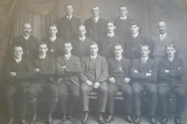 Rangers team photograph from 1907/1908 season, featuring in the middle of the back row Alison's great uncle, Alex Newbigging.