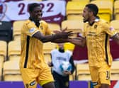 Cristian Montano celebrates putting Livingston ahead against Hearts.  (Photo by Paul Devlin / SNS Group)
