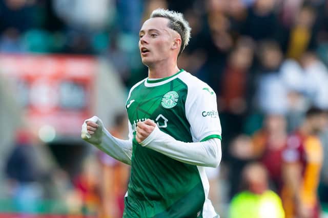 Harry McKirdy during one of his substitute appearances for Hibs, against Motherwell at Easter Road. Photo by Ewan Bootman / SNS Group
