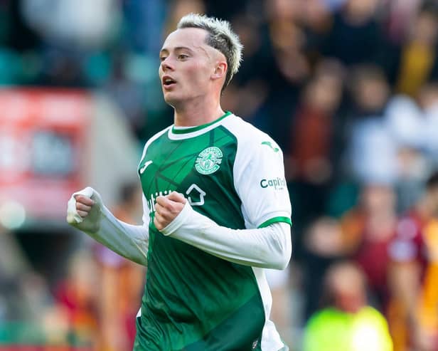 Harry McKirdy during one of his substitute appearances for Hibs, against Motherwell at Easter Road. Photo by Ewan Bootman / SNS Group