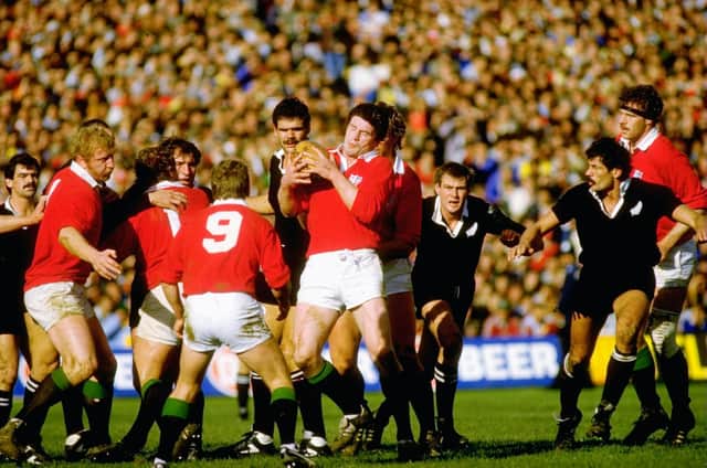 Ireland's John O''Driscoll fields for the British and Lions during the fourth Test against New Zealand as Scottish scrum-half Roy Laidlaw looks on. Photograph: Allsport UK
