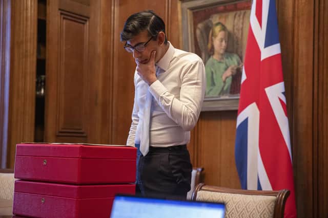 Chancellor Rishi Sunak works on his Spending Review speech. Picture: Simon Walker/HM Treasury