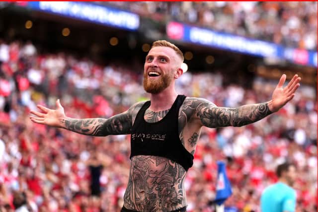 Oli McBurnie celebrates the only goal of the 2026 Championship play-off final (Image: John Walton/PA Wire)