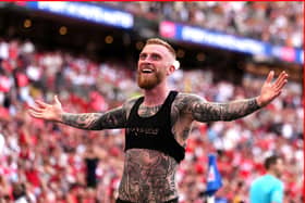 STRIKER POSE: Oli McBurnie celebrates the only goal of the 2026 Championship play-off final (Image: John Walton/PA Wire)