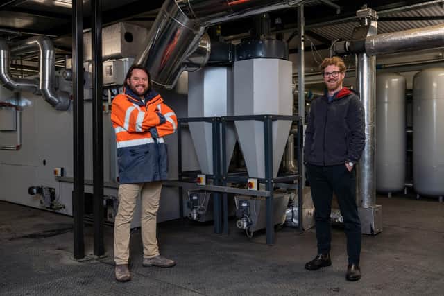Byzantian's Dan Multon and Fife Council engineer Jonathan Coppock were on site as the Linen Quarter was connected to Dunfermline's green district heating system