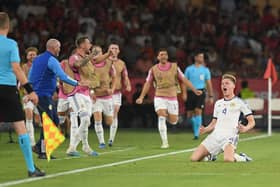 Scott McTominay celebrates scoring the goal that wasn't after VAR intervened (Picture: Jorge Guerrero/AFP via Getty Images)