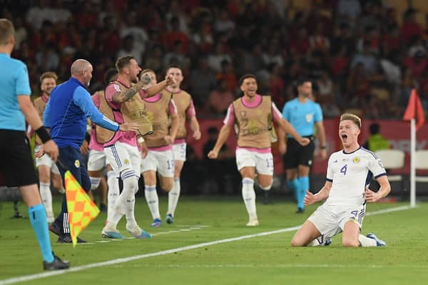 Scott McTominay celebrates scoring the goal that wasn't after VAR intervened (Picture: Jorge Guerrero/AFP via Getty Images)