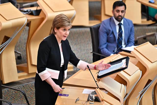 First Minister Nicola Sturgeon during First Minister's Questions at the Scottish Parliament in Holyrood, Edinburgh. Picture date: Thursday June 24, 2021.