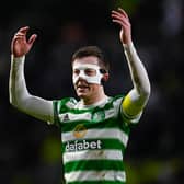 Celtic's Callum McGregor wore a face mask during the match against Rangers.