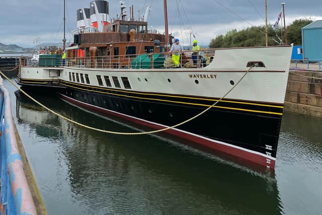Waverley refloated after bow repairs in dry dock. Picture: Waverley Excursions